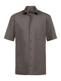 Kurzarm Herrenhemd in Taupebraun mit Kent-Kragen und Brusttasche, Regular Fit